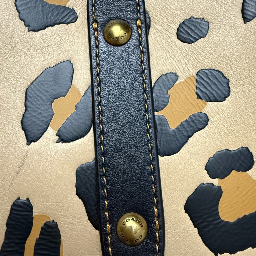 Coach Leopard-Print Tote in Tan and Black with Gold Hardware - Picture 6 of 10